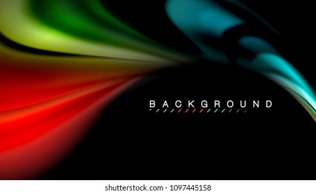 Abstract wave lines fluid rainbow style color stripes on black background. Vector artistic illustration for presentation, app wallpaper, banner or poster