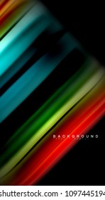 Abstract wave lines fluid rainbow style color stripes on black background. Vector artistic illustration for presentation, app wallpaper, banner or poster