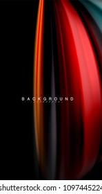 Abstract wave lines fluid rainbow style color stripes on black background. Vector artistic illustration for presentation, app wallpaper, banner or poster