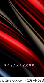 Abstract wave lines fluid rainbow style color stripes on black background. Vector artistic illustration for presentation, app wallpaper, banner or poster