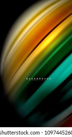 Abstract wave lines fluid rainbow style color stripes on black background. Vector artistic illustration for presentation, app wallpaper, banner or poster