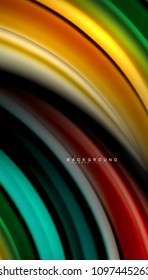 Abstract wave lines fluid rainbow style color stripes on black background. Vector artistic illustration for presentation, app wallpaper, banner or poster