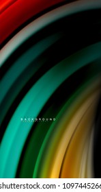 Abstract wave lines fluid rainbow style color stripes on black background. Vector artistic illustration for presentation, app wallpaper, banner or poster