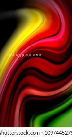 Abstract wave lines fluid rainbow style color stripes on black background. Vector artistic illustration for presentation, app wallpaper, banner or poster