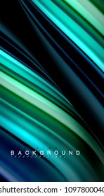 Abstract wave lines fluid rainbow style color stripes on black background. Vector artistic illustration for presentation, app wallpaper, banner or poster