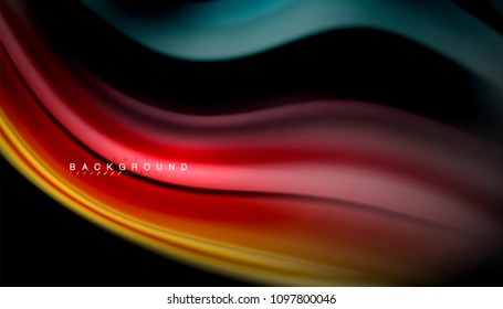Abstract wave lines fluid rainbow style color stripes on black background. Vector artistic illustration for presentation, app wallpaper, banner or poster