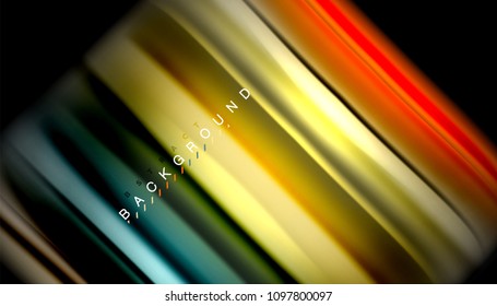Abstract wave lines fluid rainbow style color stripes on black background. Vector artistic illustration for presentation, app wallpaper, banner or poster