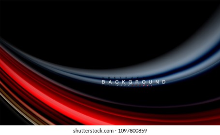 Abstract wave lines fluid rainbow style color stripes on black background. Vector artistic illustration for presentation, app wallpaper, banner or poster