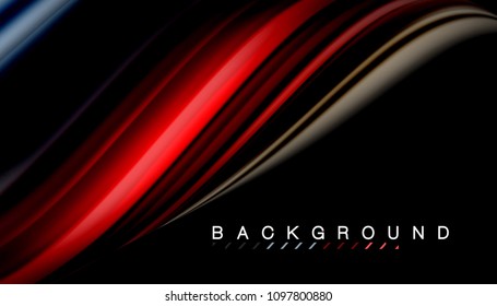 Abstract wave lines fluid rainbow style color stripes on black background. Vector artistic illustration for presentation, app wallpaper, banner or poster