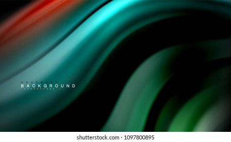 Abstract wave lines fluid rainbow style color stripes on black background. Vector artistic illustration for presentation, app wallpaper, banner or poster