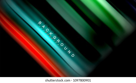 Abstract wave lines fluid rainbow style color stripes on black background. Vector artistic illustration for presentation, app wallpaper, banner or poster