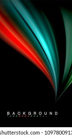 Abstract wave lines fluid rainbow style color stripes on black background. Vector artistic illustration for presentation, app wallpaper, banner or poster