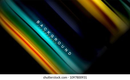Abstract wave lines fluid rainbow style color stripes on black background. Vector artistic illustration for presentation, app wallpaper, banner or poster