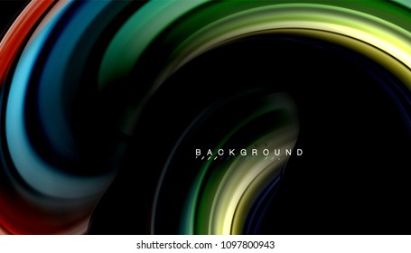 Abstract wave lines fluid rainbow style color stripes on black background. Vector artistic illustration for presentation, app wallpaper, banner or poster