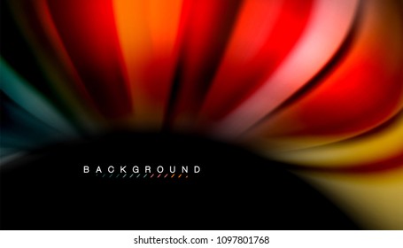 Abstract wave lines fluid rainbow style color stripes on black background. Vector artistic illustration for presentation, app wallpaper, banner or poster