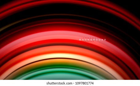 Abstract wave lines fluid rainbow style color stripes on black background. Vector artistic illustration for presentation, app wallpaper, banner or poster