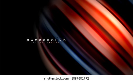 Abstract wave lines fluid rainbow style color stripes on black background. Vector artistic illustration for presentation, app wallpaper, banner or poster