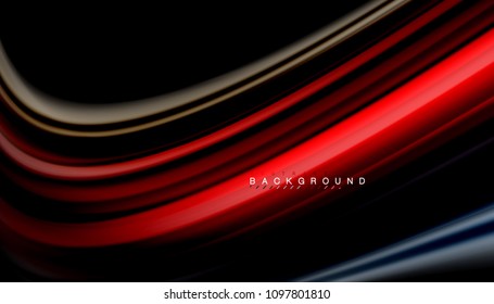 Abstract wave lines fluid rainbow style color stripes on black background. Vector artistic illustration for presentation, app wallpaper, banner or poster