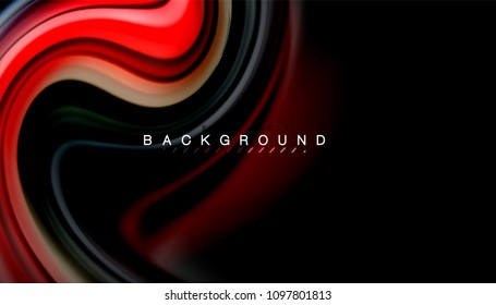 Abstract wave lines fluid rainbow style color stripes on black background. Vector artistic illustration for presentation, app wallpaper, banner or poster