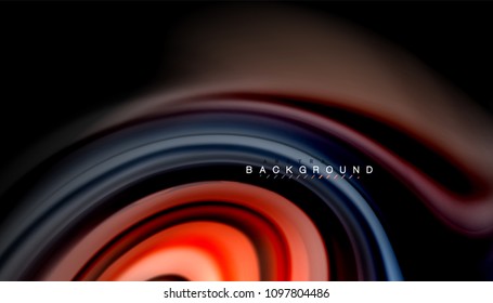 Abstract wave lines fluid rainbow style color stripes on black background. Vector artistic illustration for presentation, app wallpaper, banner or poster