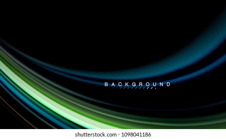 Abstract wave lines fluid rainbow style color stripes on black background. Vector artistic illustration for presentation, app wallpaper, banner or poster