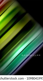 Abstract wave lines fluid rainbow style color stripes on black background. Vector artistic illustration for presentation, app wallpaper, banner or poster