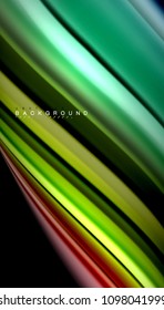 Abstract wave lines fluid rainbow style color stripes on black background. Vector artistic illustration for presentation, app wallpaper, banner or poster
