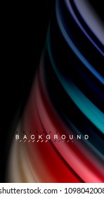 Abstract wave lines fluid rainbow style color stripes on black background. Vector artistic illustration for presentation, app wallpaper, banner or poster