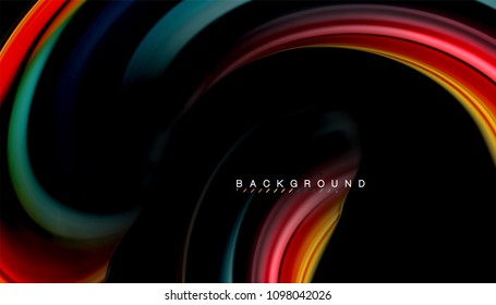 Abstract wave lines fluid rainbow style color stripes on black background. Vector artistic illustration for presentation, app wallpaper, banner or poster