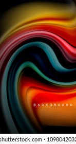 Abstract wave lines fluid rainbow style color stripes on black background. Vector artistic illustration for presentation, app wallpaper, banner or poster