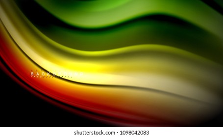 Abstract wave lines fluid rainbow style color stripes on black background. Vector artistic illustration for presentation, app wallpaper, banner or poster