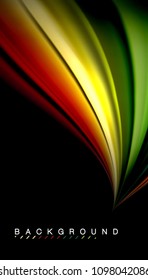 Abstract wave lines fluid rainbow style color stripes on black background. Vector artistic illustration for presentation, app wallpaper, banner or poster