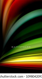 Abstract wave lines fluid rainbow style color stripes on black background. Vector artistic illustration for presentation, app wallpaper, banner or poster