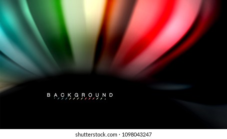 Abstract wave lines fluid rainbow style color stripes on black background. Vector artistic illustration for presentation, app wallpaper, banner or poster