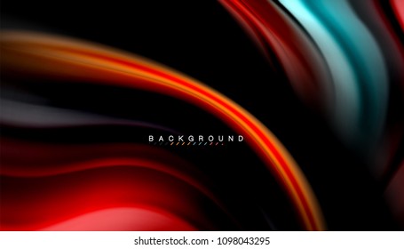 Abstract wave lines fluid rainbow style color stripes on black background. Vector artistic illustration for presentation, app wallpaper, banner or poster