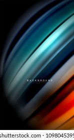 Abstract wave lines fluid rainbow style color stripes on black background. Vector artistic illustration for presentation, app wallpaper, banner or poster
