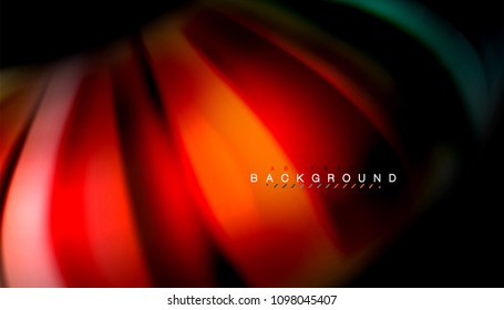 Abstract wave lines fluid rainbow style color stripes on black background. Vector artistic illustration for presentation, app wallpaper, banner or poster
