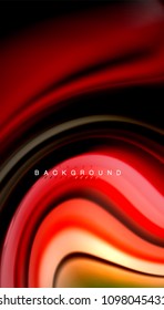 Abstract wave lines fluid rainbow style color stripes on black background. Vector artistic illustration for presentation, app wallpaper, banner or poster