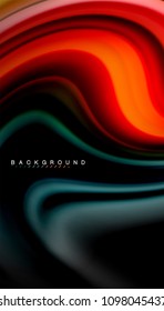 Abstract wave lines fluid rainbow style color stripes on black background. Vector artistic illustration for presentation, app wallpaper, banner or poster