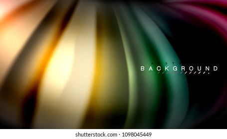 Abstract wave lines fluid rainbow style color stripes on black background. Vector artistic illustration for presentation, app wallpaper, banner or poster