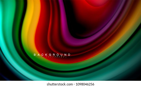 Abstract wave lines fluid rainbow style color stripes on black background. Vector artistic illustration for presentation, app wallpaper, banner or poster