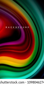Abstract wave lines fluid rainbow style color stripes on black background. Vector artistic illustration for presentation, app wallpaper, banner or poster