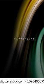 Abstract wave lines fluid rainbow style color stripes on black background. Vector artistic illustration for presentation, app wallpaper, banner or poster