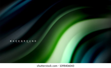 Abstract wave lines fluid rainbow style color stripes on black background. Vector artistic illustration for presentation, app wallpaper, banner or poster
