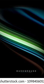 Abstract wave lines fluid rainbow style color stripes on black background. Vector artistic illustration for presentation, app wallpaper, banner or poster