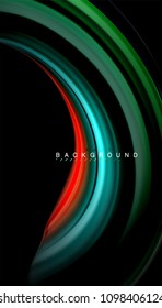 Abstract wave lines fluid rainbow style color stripes on black background. Vector artistic illustration for presentation, app wallpaper, banner or poster