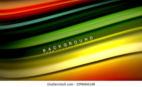 Abstract wave lines fluid rainbow style color stripes on black background. Vector artistic illustration for presentation, app wallpaper, banner or poster