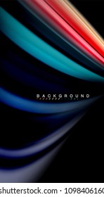 Abstract wave lines fluid rainbow style color stripes on black background. Vector artistic illustration for presentation, app wallpaper, banner or poster