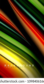 Abstract wave lines fluid rainbow style color stripes on black background. Vector artistic illustration for presentation, app wallpaper, banner or poster