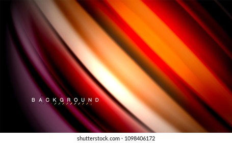 Abstract wave lines fluid rainbow style color stripes on black background. Vector artistic illustration for presentation, app wallpaper, banner or poster